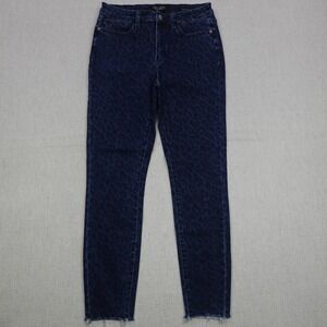 Judy Blue Jeans Womens 9 29 Blue Leopard Print Skinny Fit Raw Hem Stretch Denim